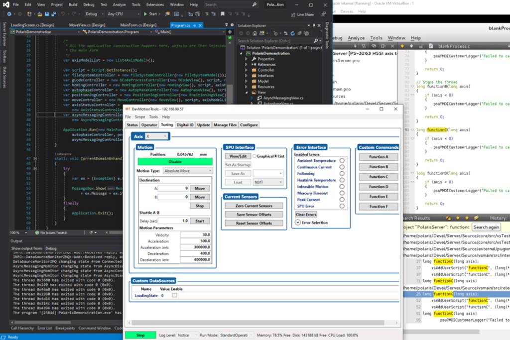 Software de desenvolvimento Polaris para simular o controle de movimento